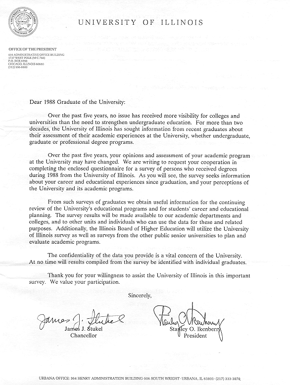 1993 survey of class of 1988 questionnaire 1993 survey of class of 1988 questionnaire